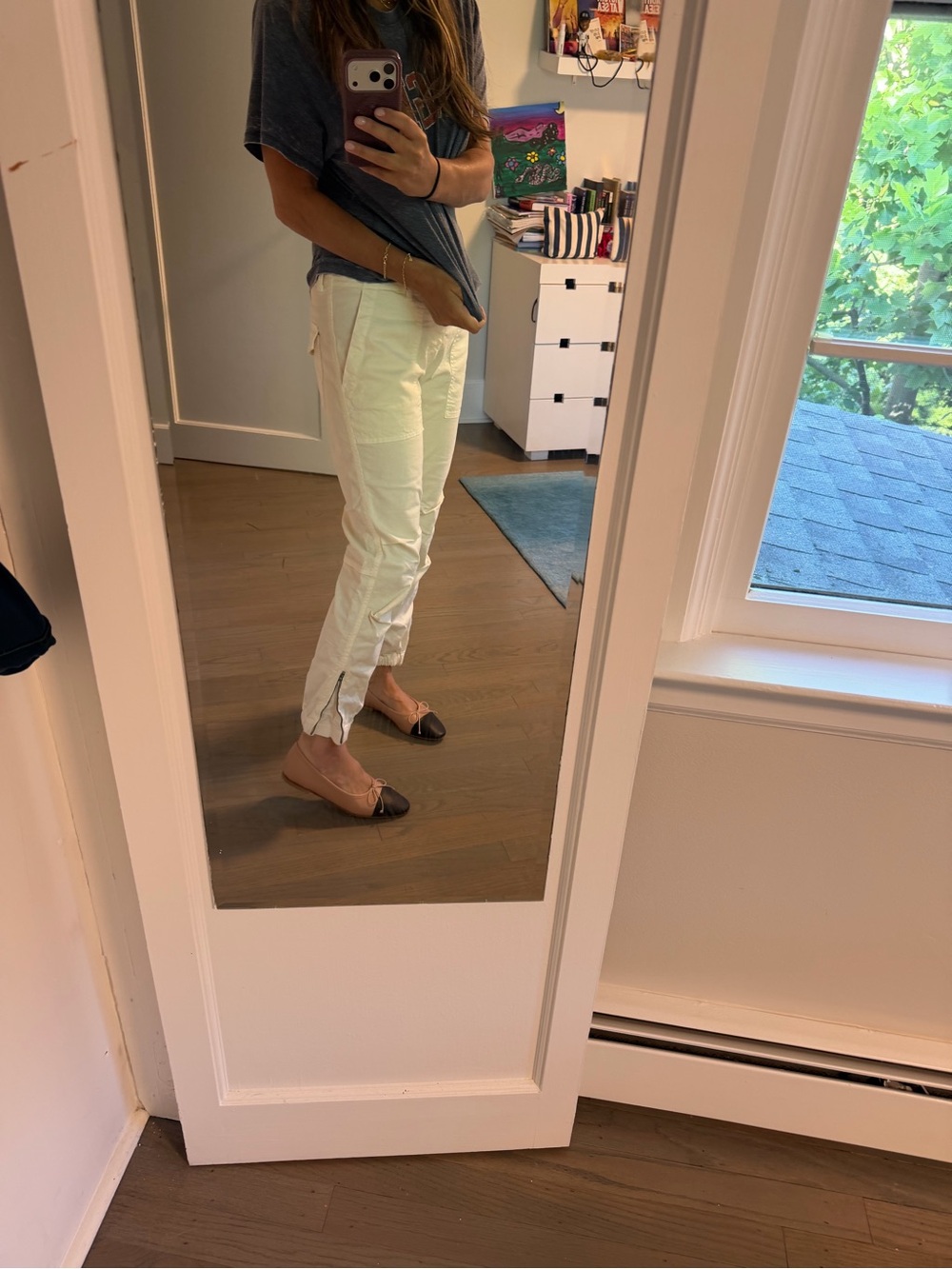 Nili Lotan Cream Elastic-Cuff Jogger Pants